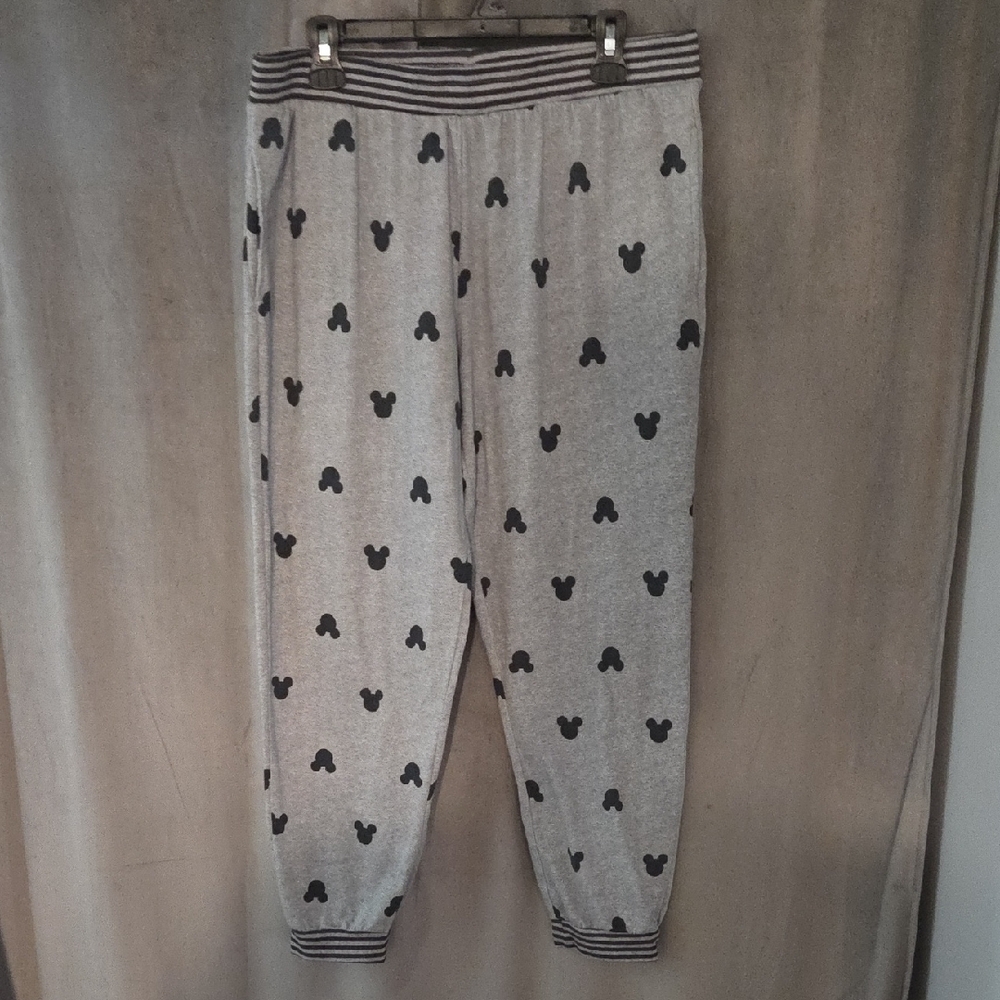 Disney Size Large Gray Mickey Mouse Patterned Pajama Pants